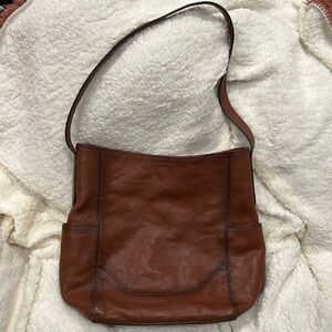 Genuine leather brown tote
